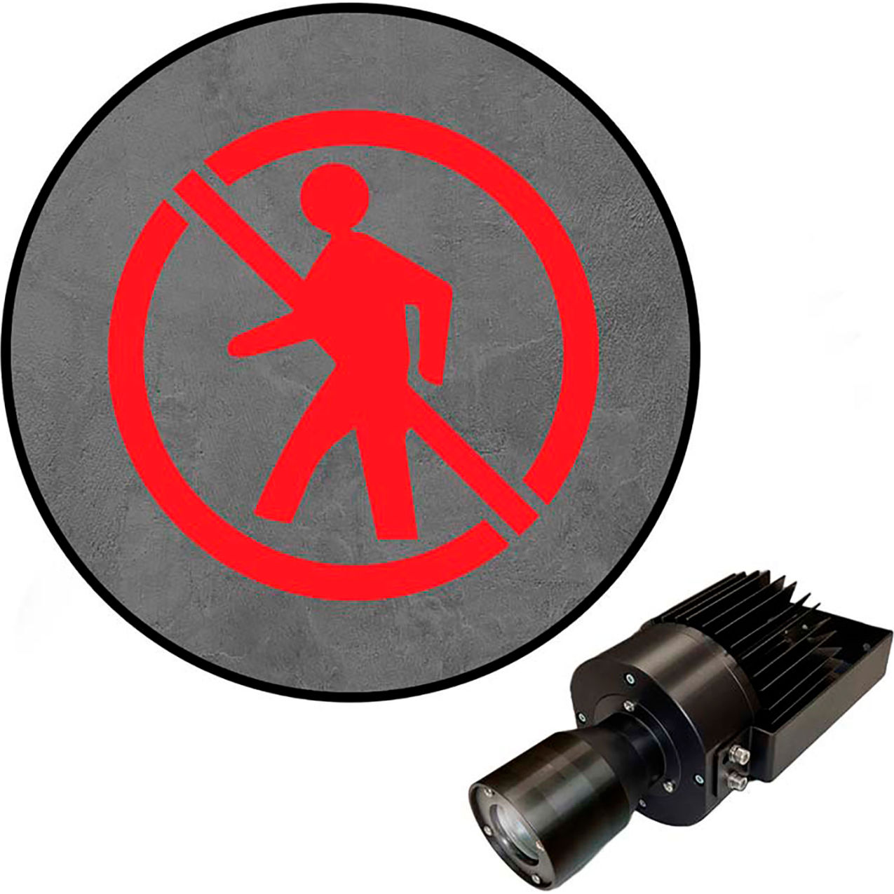 Virtual LED Projector, Safety Symbol (W) EX, No Pedestrian, 50W, Red