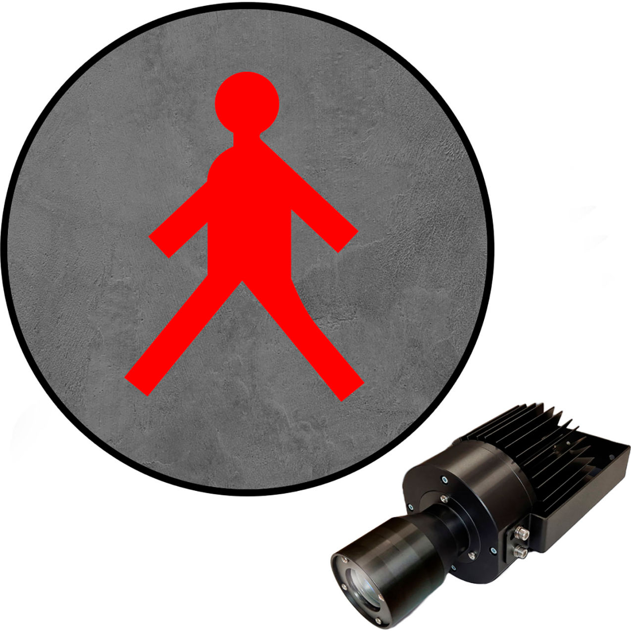 Virtual LED Projector, Safety Symbol (W) EX, Walking Man, 50W, Red
