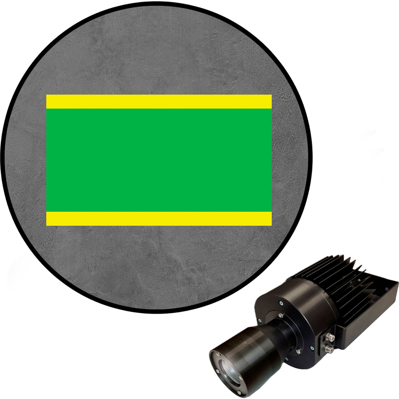 Virtual LED Projector, Safety Walkway (W) EX, Green Solid w/Yellow Lines, 50W