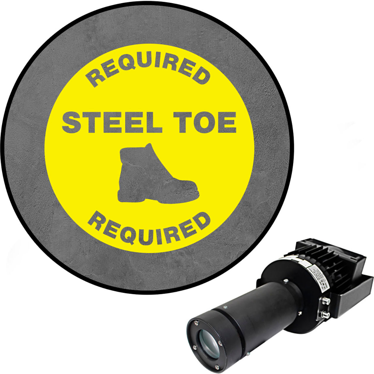 Virtual LED Projector, Safety Sign Max (S), Required Steel Toe, 100W, Yellow