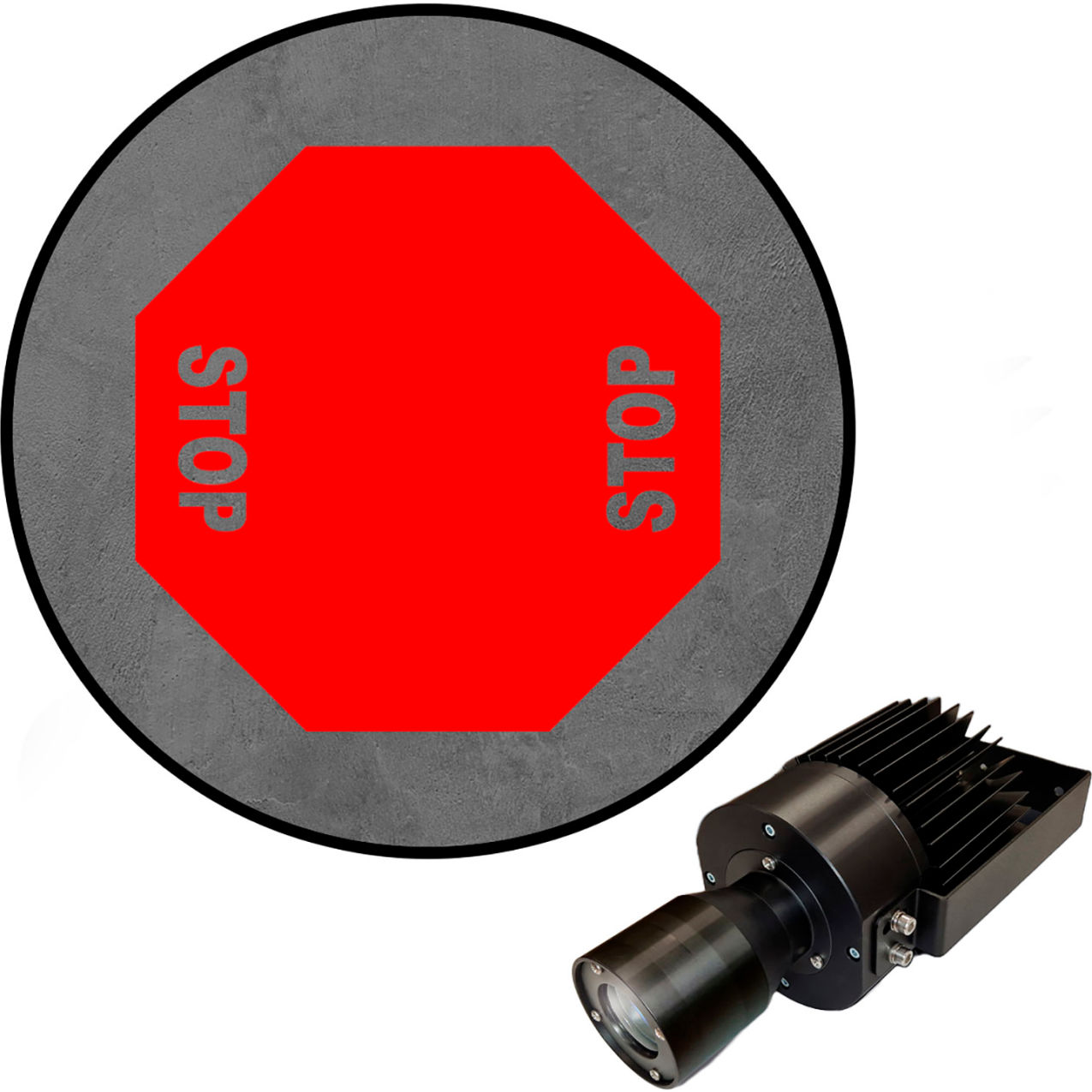 Virtual LED Projector, Safety Sign (S), 2-Way Stop, 50W, Red