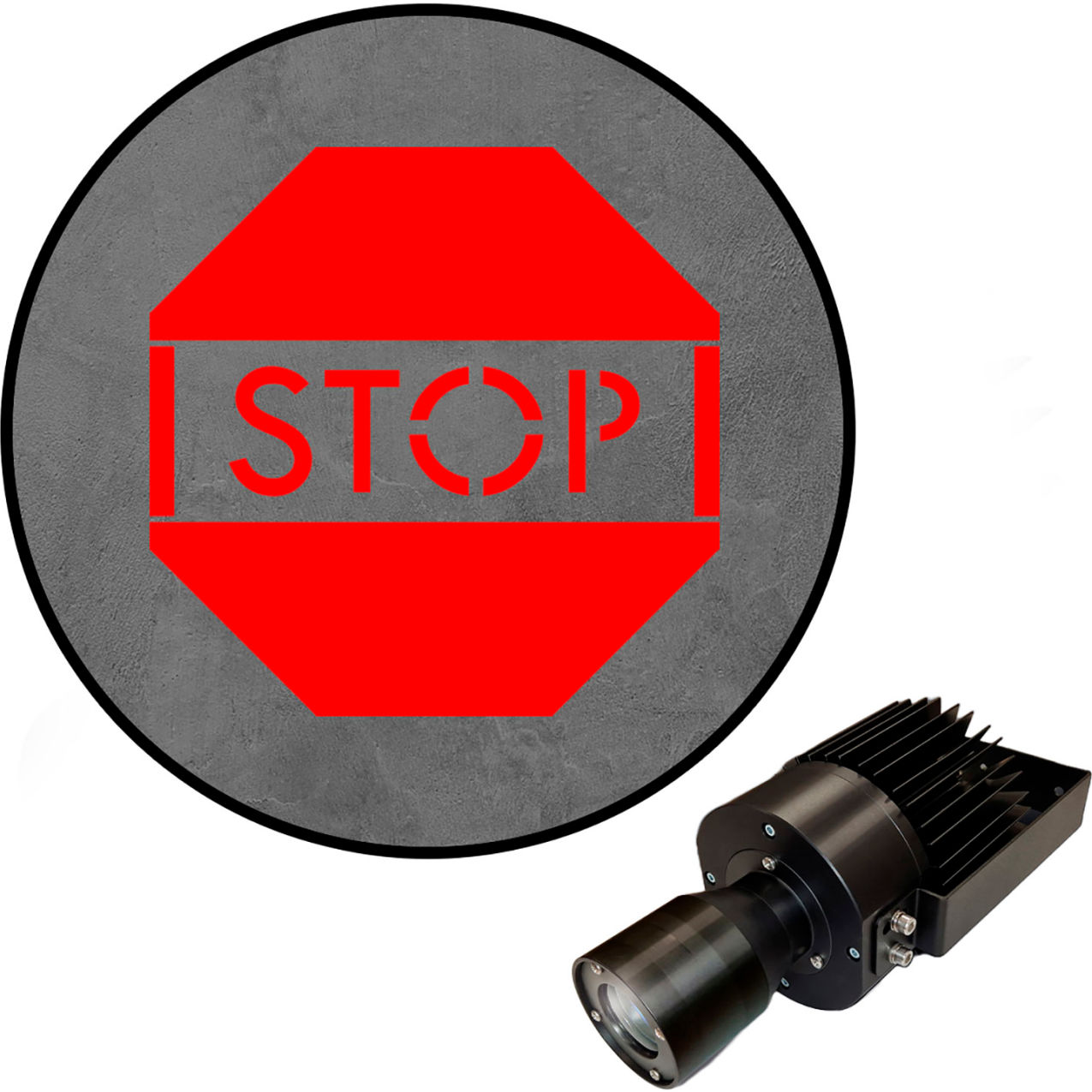 Virtual LED Projector, Safety Symbol (S), Stop Solid, 50W, Red