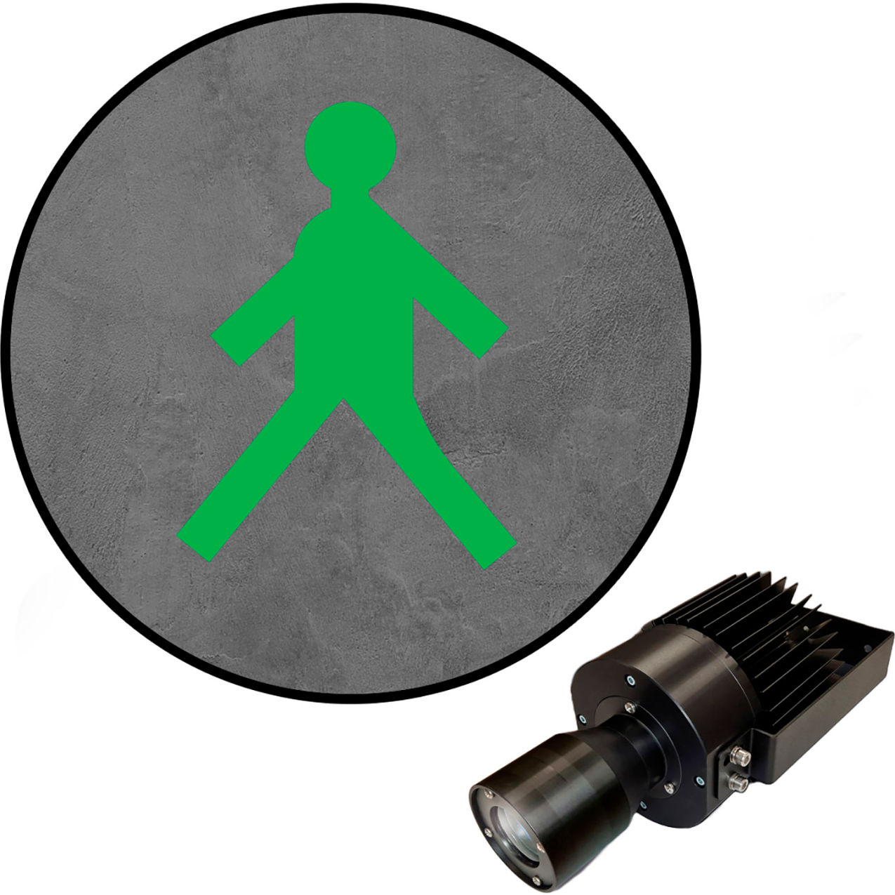 Virtual LED Projector, Safety Symbol (W) EXT, Walking Man, 50W, Green