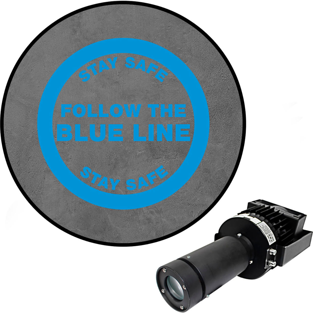 Virtual LED Projector, Safety Sign Max (S), Stay Safe Follow Line, 100W, Blue
