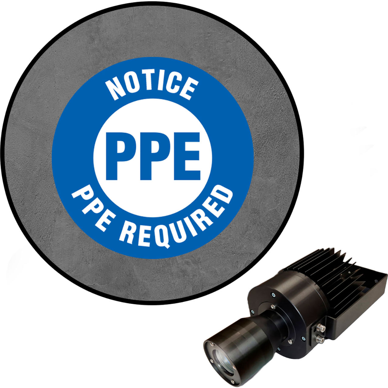 Virtual LED Projector, Safety Sign (W) EX, Notice PPE Required, 50W