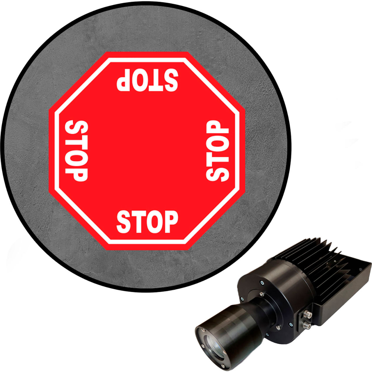 Virtual LED Projector, Safety Sign (W) EXT, 4-Way Stop, 50W