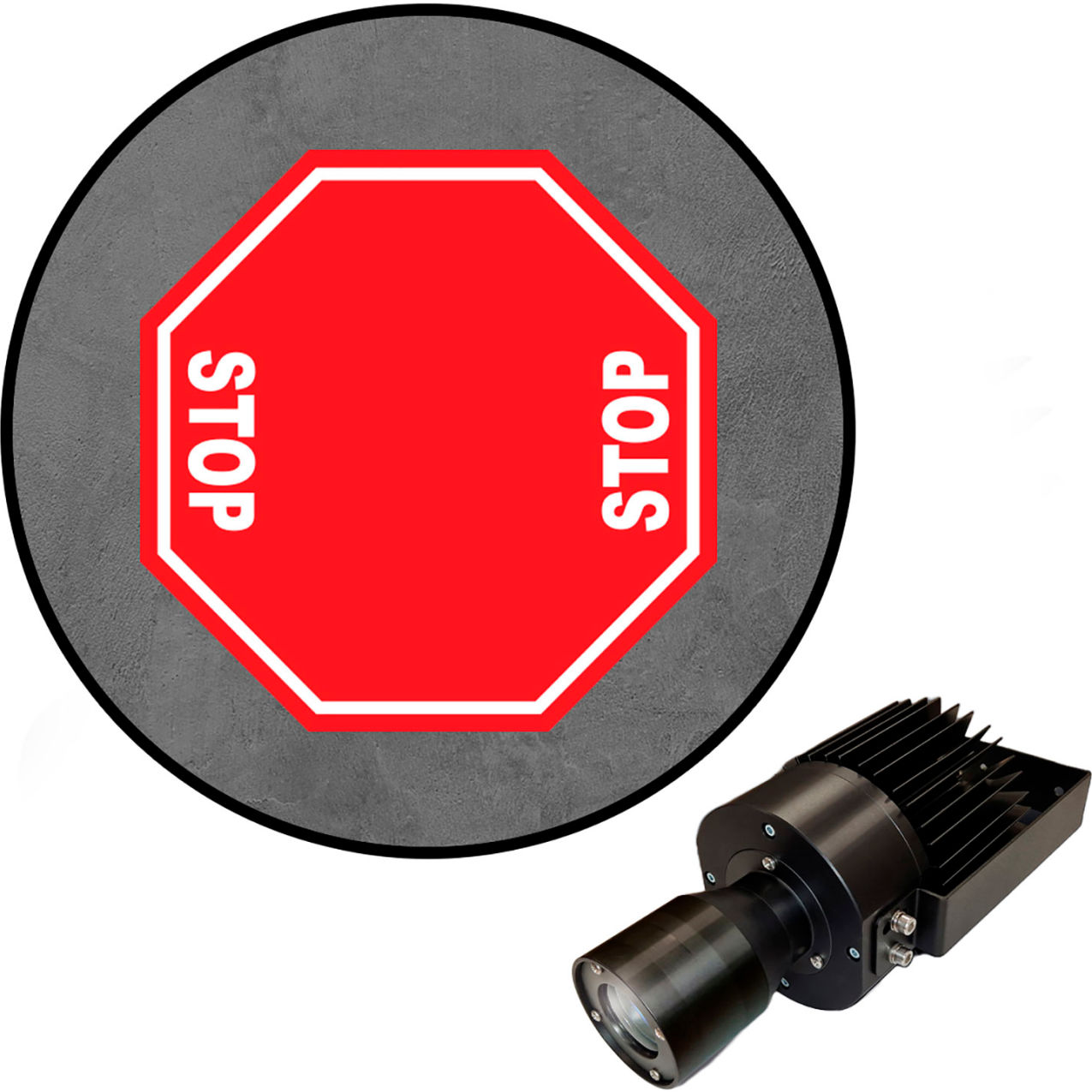 Virtual LED Projector, Safety Sign (S), 2-Way Stop, 50W