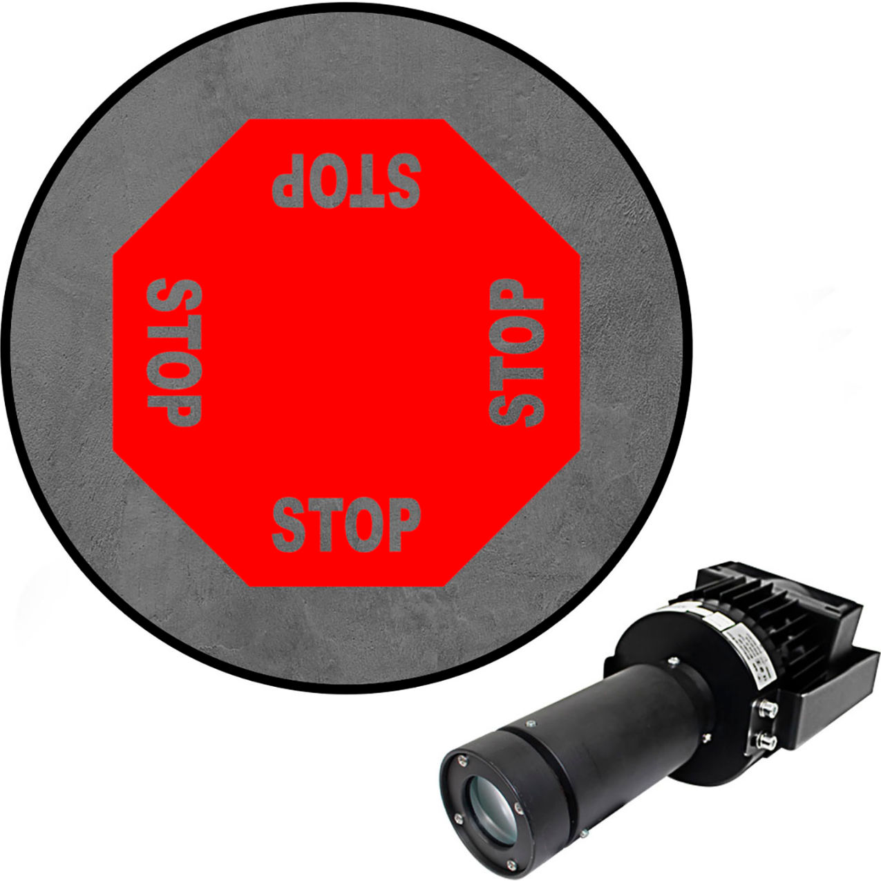 Virtual LED Projector, Safety Sign Max (S), 4-Way Stop, 100W, Red