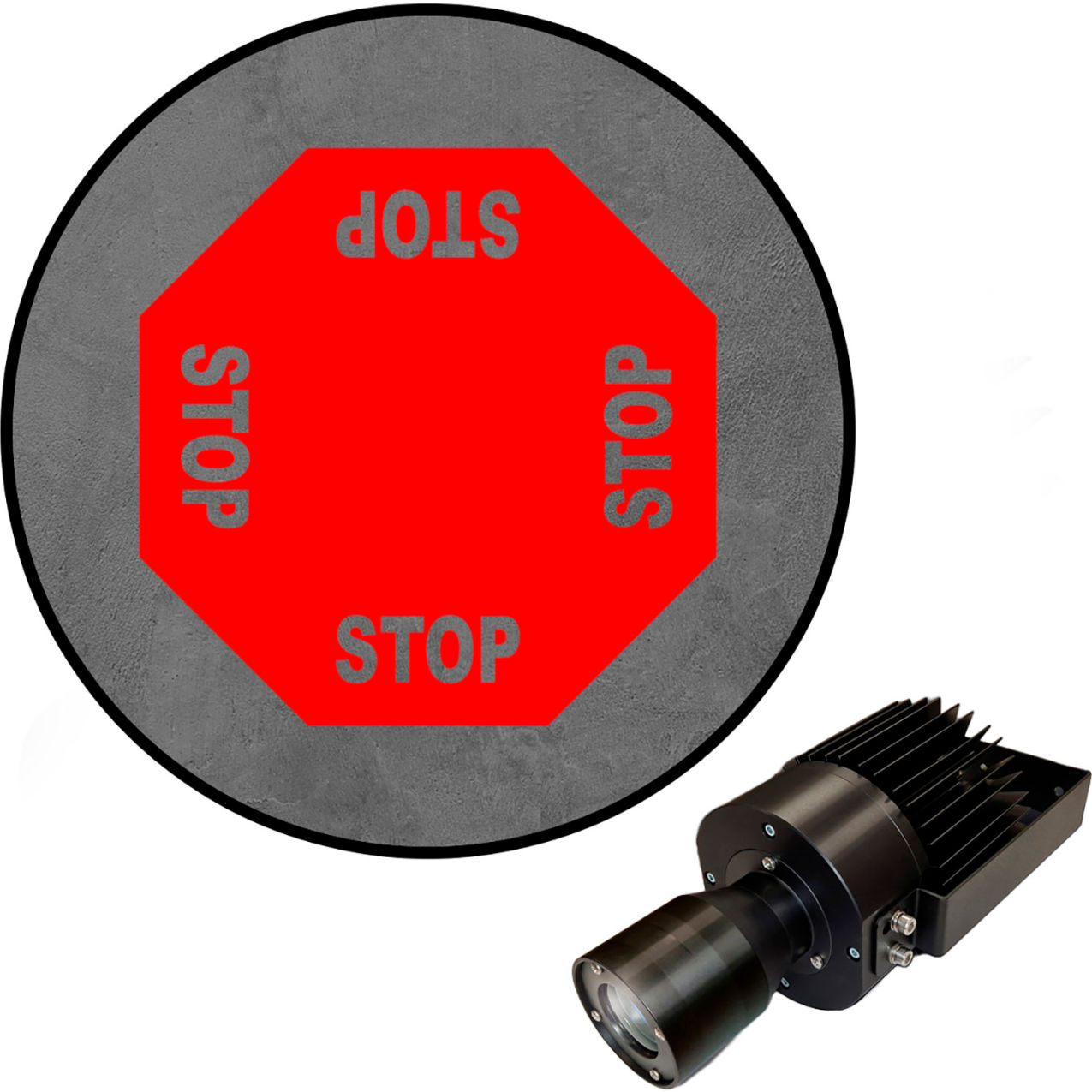 Virtual LED Projector, Safety Sign (S), 4-Way Stop, 50W, Red