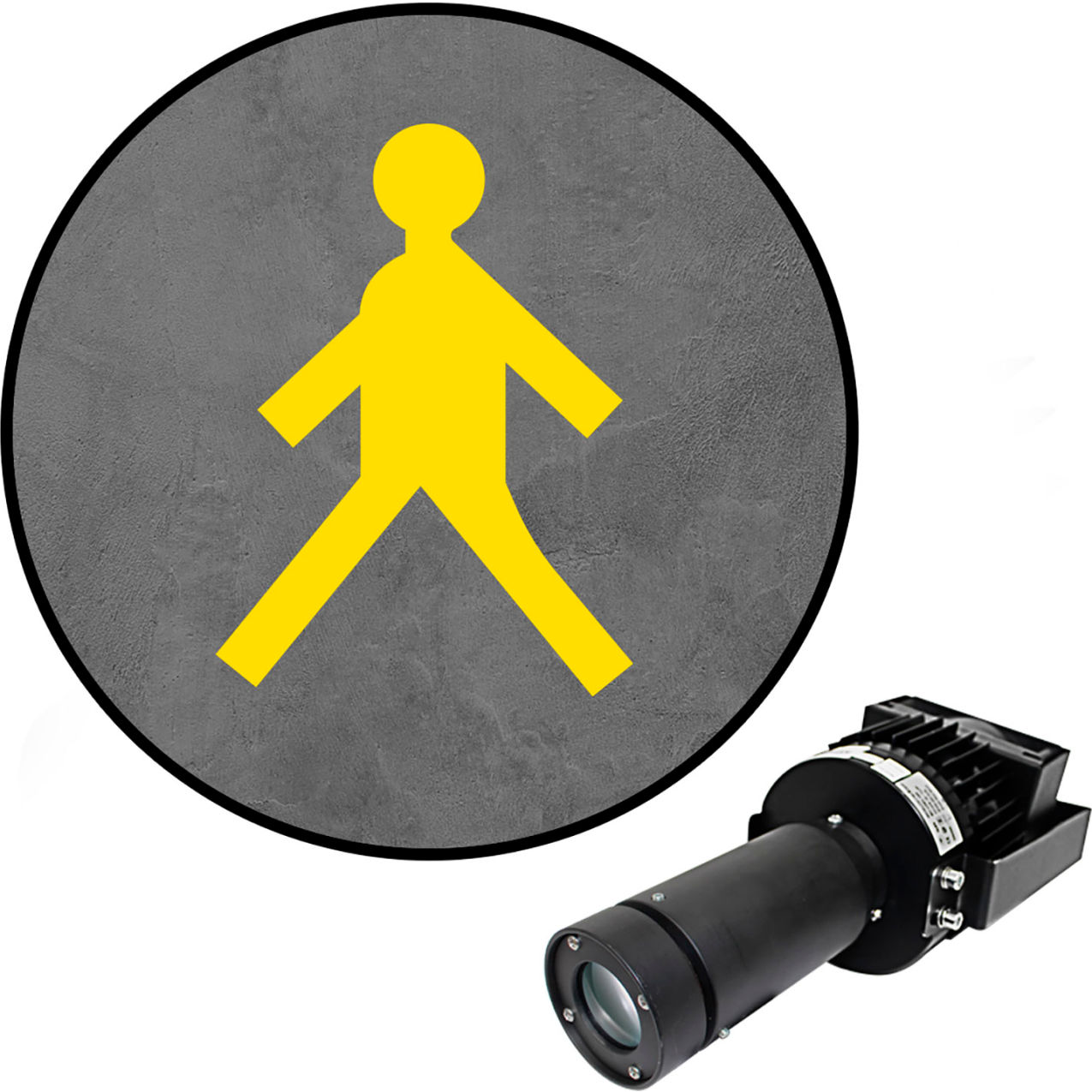 Virtual LED Projector, Safety Symbol Max (S), Walking Man, 100W, Yellow