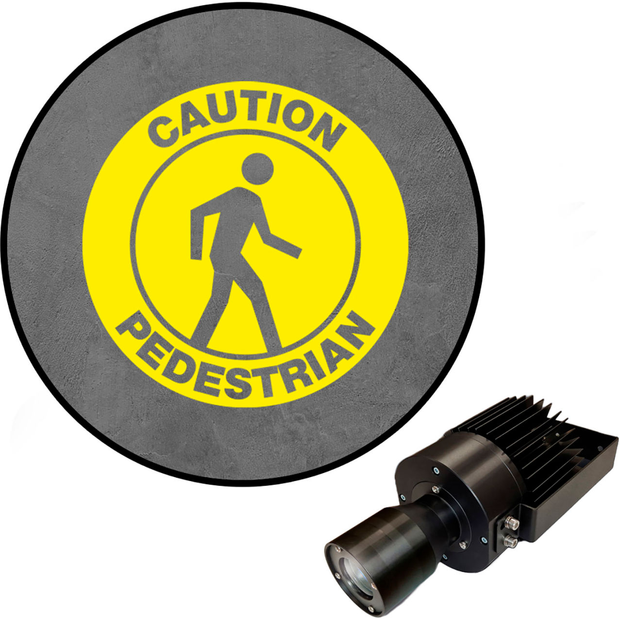 Virtual LED Projector, Safety Sign (S), Caution Pedestrian, 50W, Yellow