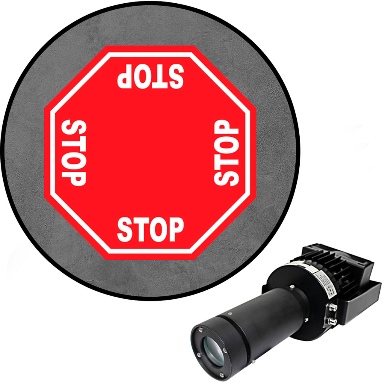 Virtual LED Projector, Safety Sign Max (S), 4-Way Stop, 100W