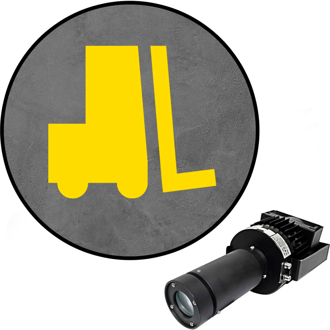 Virtual LED Projector, Safety Symbol Max (S), Forklift, 100W, Yellow
