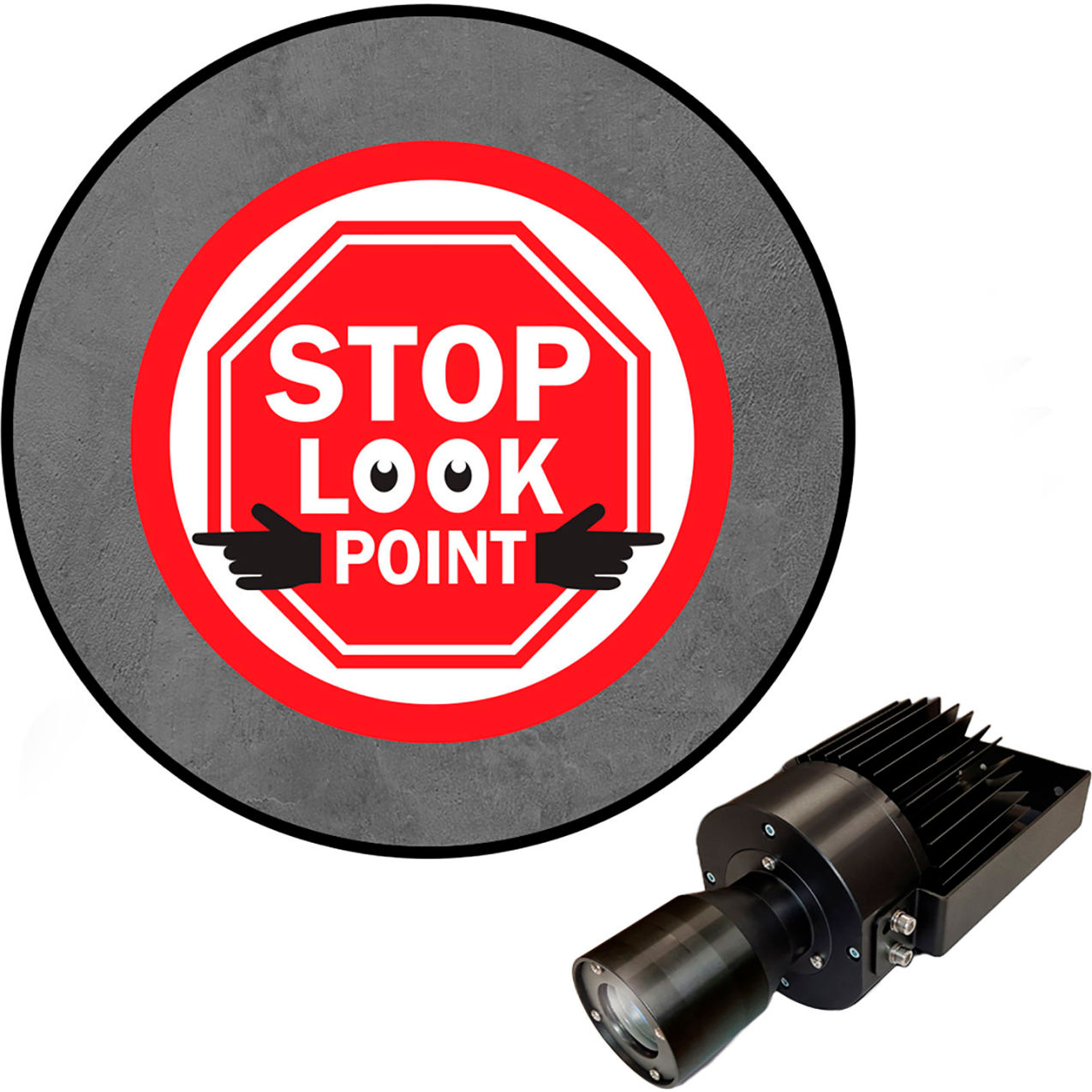 Virtual LED Projector, Safety Sign (W) EXT, Stop Look Point, 50W