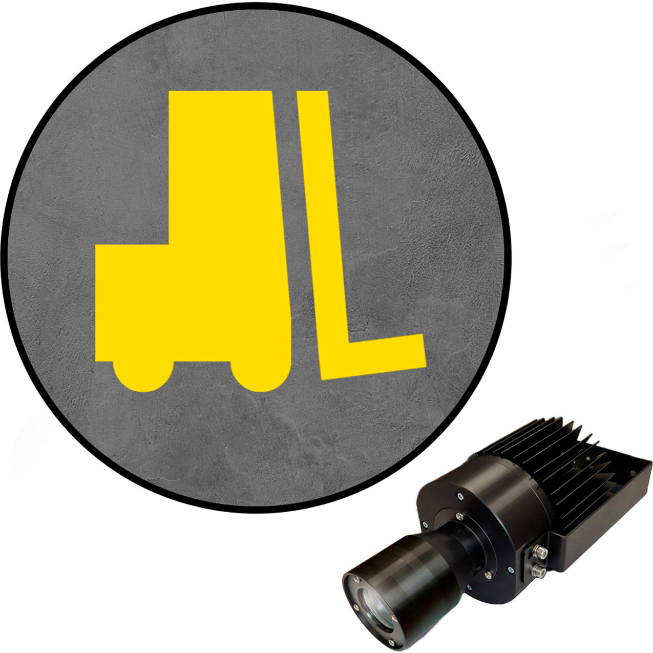 Virtual LED Projector, Safety Symbol (W) EX, Forklift, 50W, Yellow