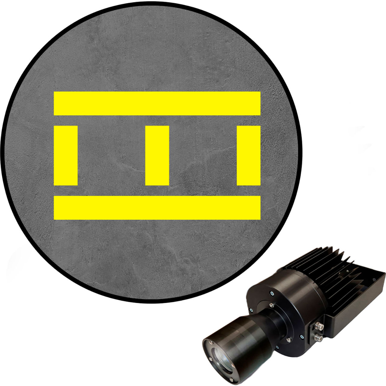 Virtual LED Projector, Safety Walkway (W) EXT, Stripes w/ Lines, 50W, Yellow