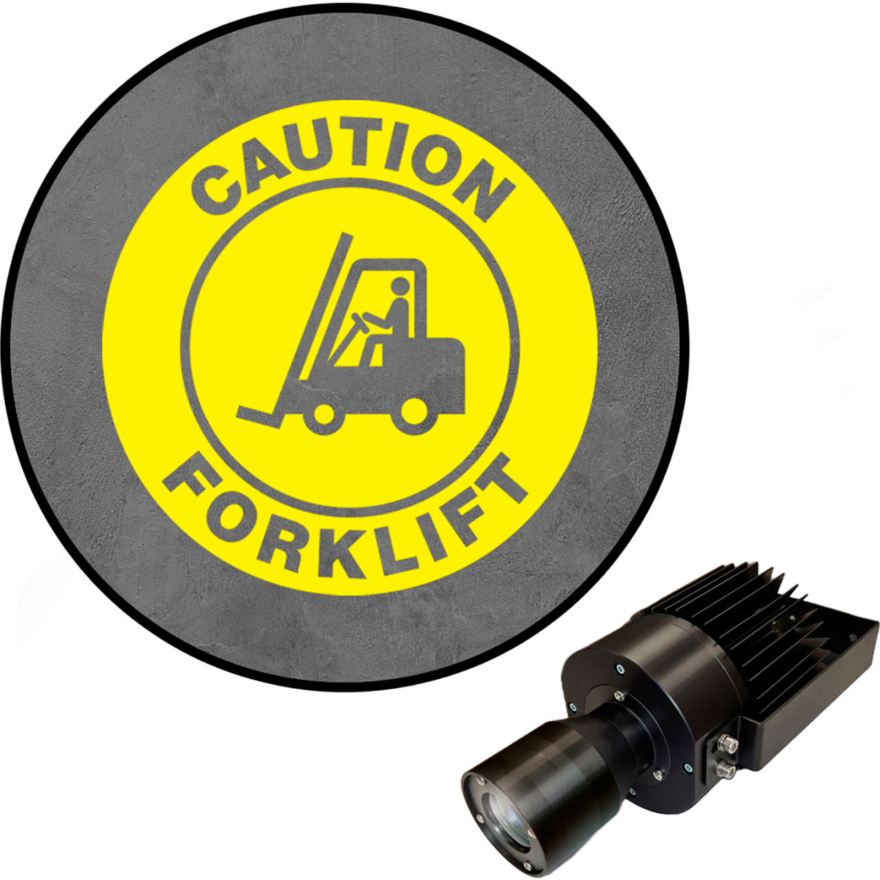 Virtual LED Projector, Safety Sign (W) EX, Forklift with Symbol, 50W, Yellow