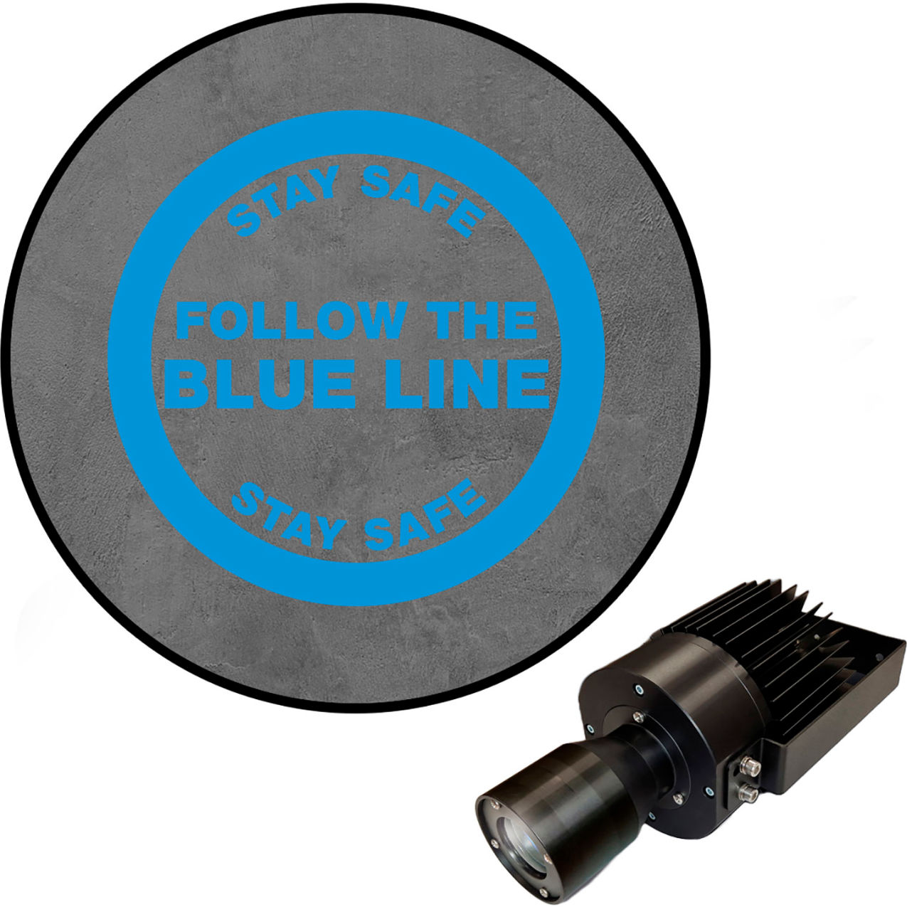 Virtual LED Projector, Safety Sign (W) EX, Stay Safe Follow Line, 50W, Blue