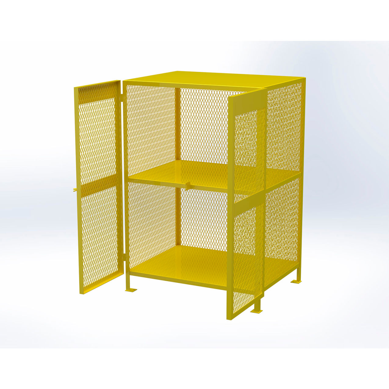 Gas Cylinder Mesh Storage Cabinet, 50"W x 40"D x 71"H, 12 - 18 Vertical Cylinder Cap., Yellow