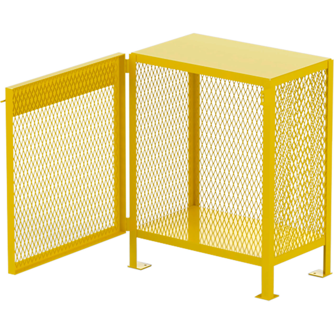 Gas Cylinder Mesh Storage Cabinet, 33"W x 22"D x 40"H, 2 Vertical Cylinder Capacity, Yellow