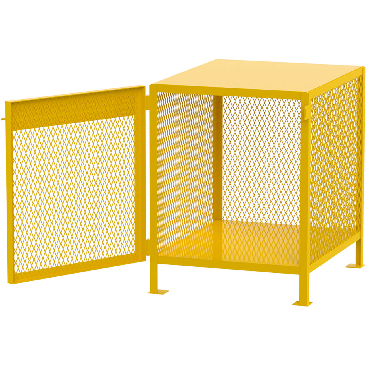 Gas Cylinder Mesh Storage Cabinet, 33"W x 40"D x 40"H, 4 - 6 Vertical Cylinder Cap., Yellow