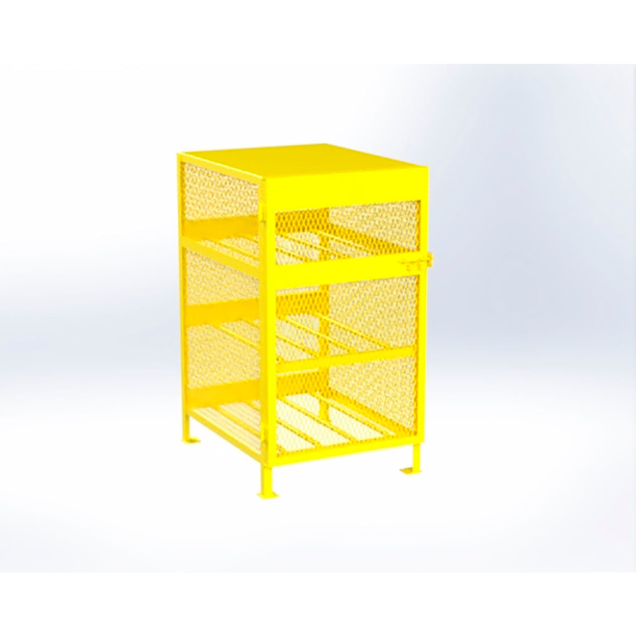 Gas Cylinder Mesh Storage Cabinet, 32"W x 40"D x 55"H, 6 Horizontal Cylinder Capacity, Yellow