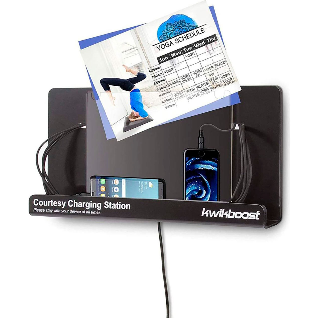 Basic Courtesy Charging Station, 18"W x 3"D x 9"H, Wall Mounted w/Acrylic Sign