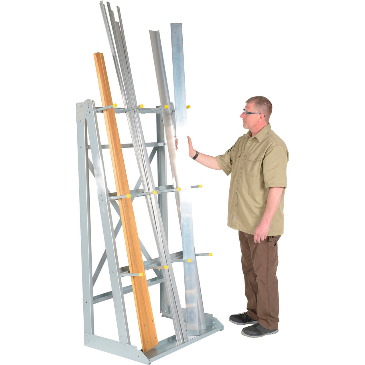 Vertical Floor Mounted Rack, 3 Bays, 2000 lb. Cap., 36-15/16"W x 24-13/16"D x 70-3/4"H