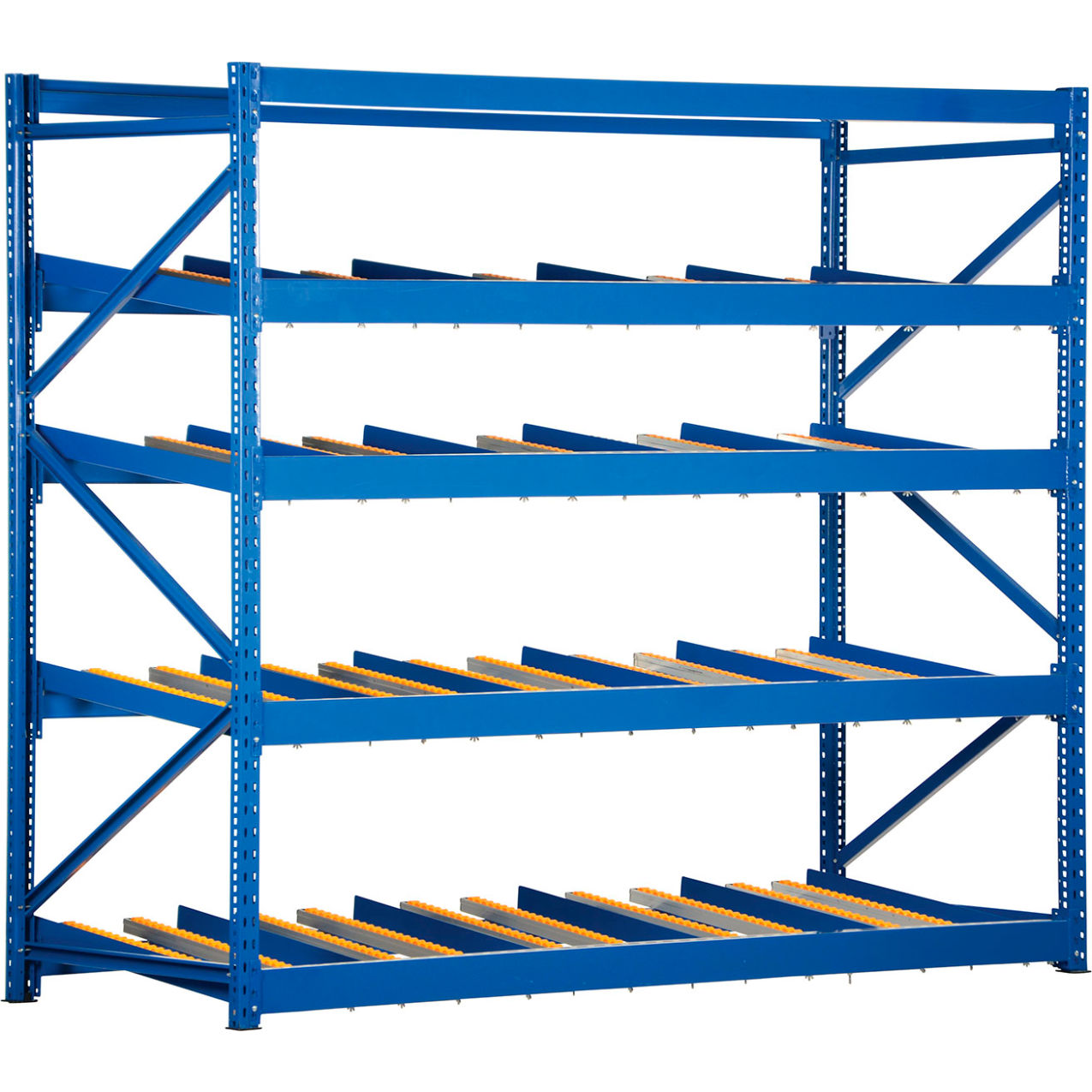 Carton Flow Rack, 4 Levels, 96"W x 36"D x 84"H