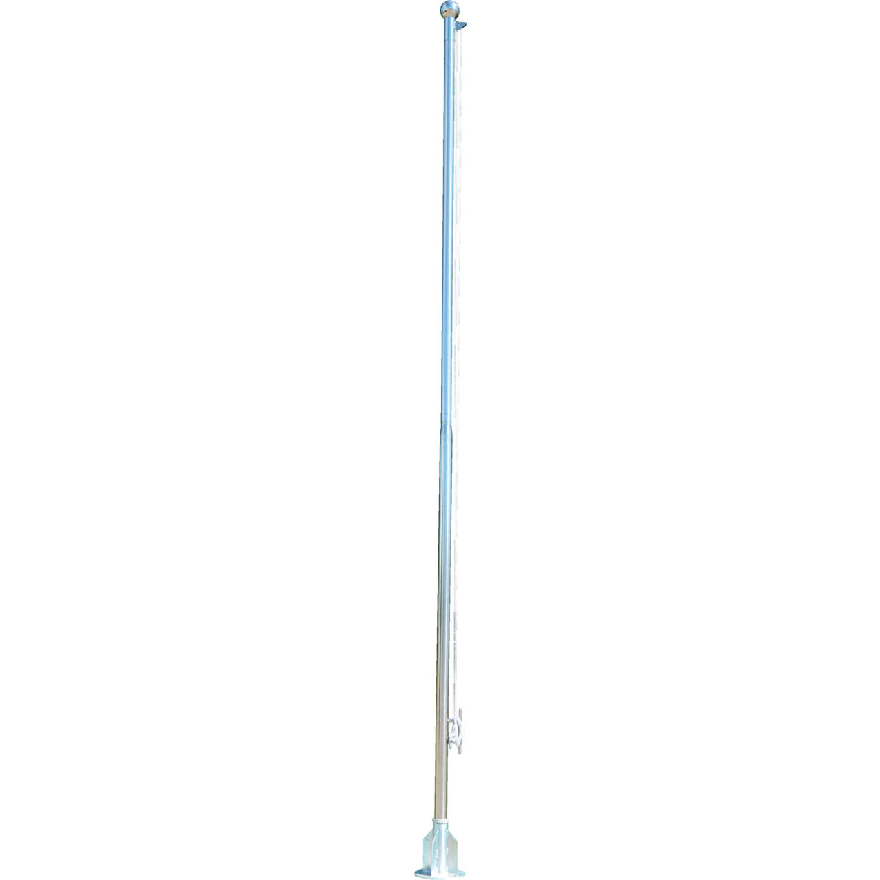 Stainless Steel Flagpole, Includes Rope, Rope Cleat & Top Pulley, 20'H, Silver