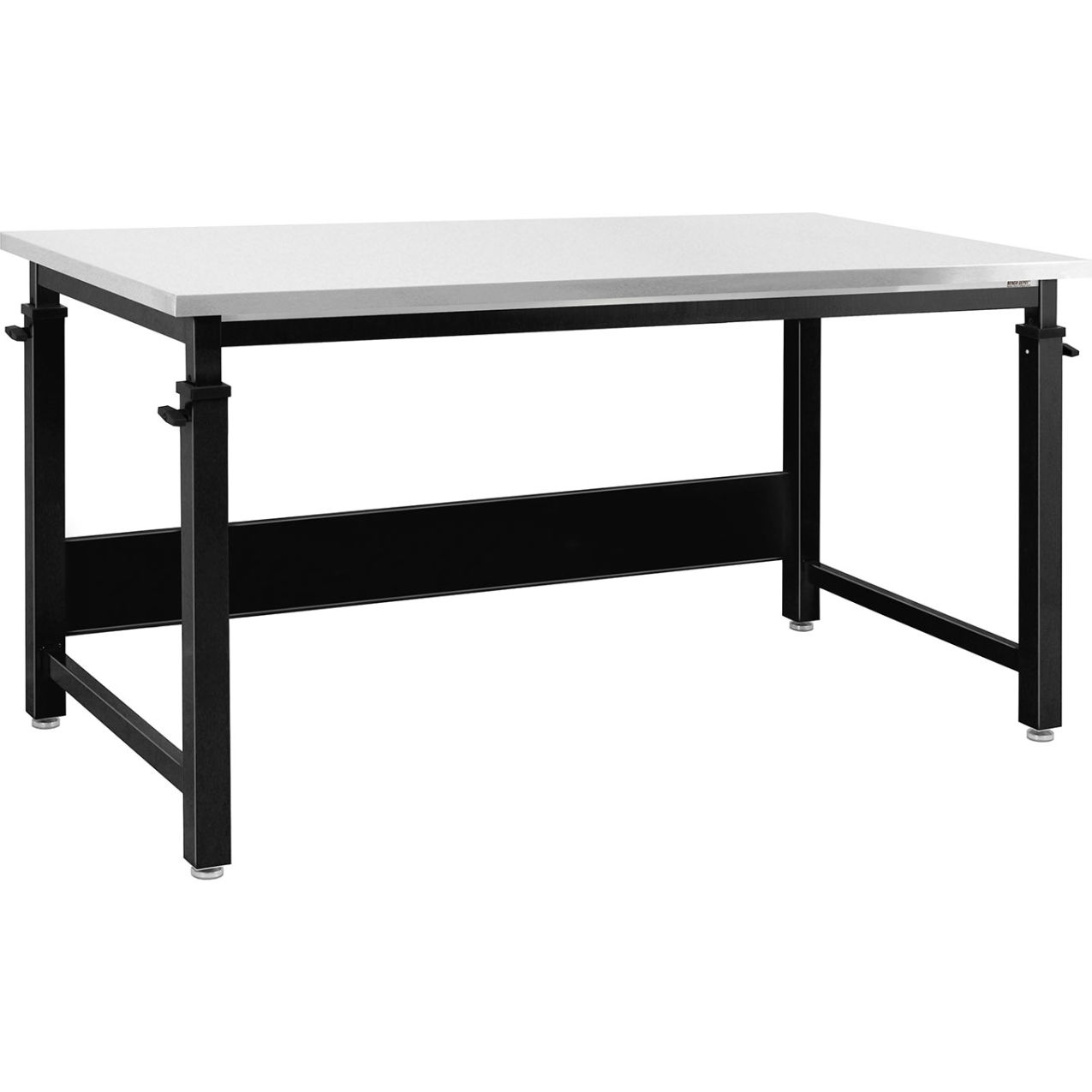 Cleveland Adjustable Height Workbench with Stainless Steel Square Edge Top, 60"W x 48"D, Black