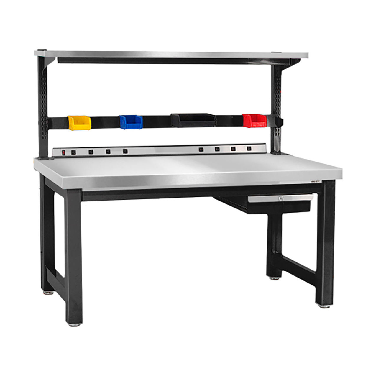Fixed Height Workbench with Stainless Steel Square Edge Top, 72"W x 30"D, Black