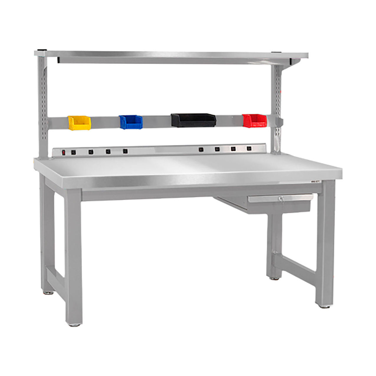 Harding Fixed Height Workbench w/ Stainless Steel Square Edge Top, 72"W x 30"D, Gray