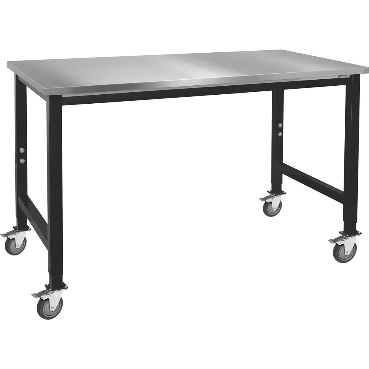 Kennedy Mobile Workbench with Stainless Steel Square Edge Top, 96"W x 24"D, Black