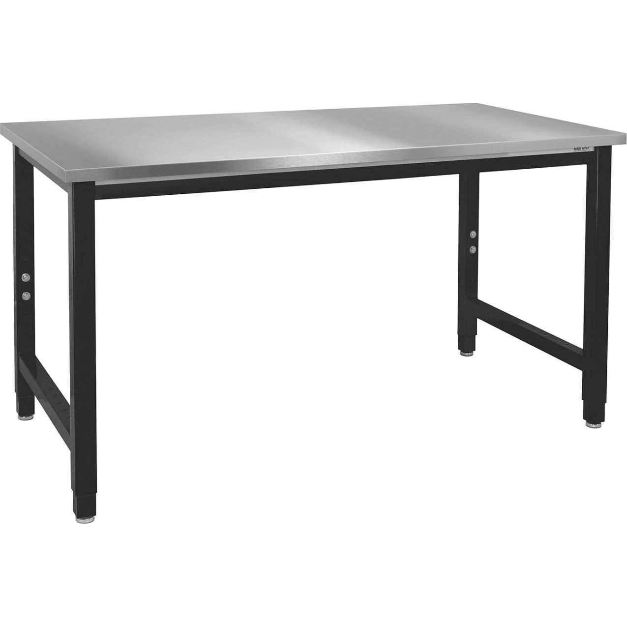 Kennedy Adj. Height Workbench w/ Stainless Steel Square Edge Top, 60"W x 36"D, Black