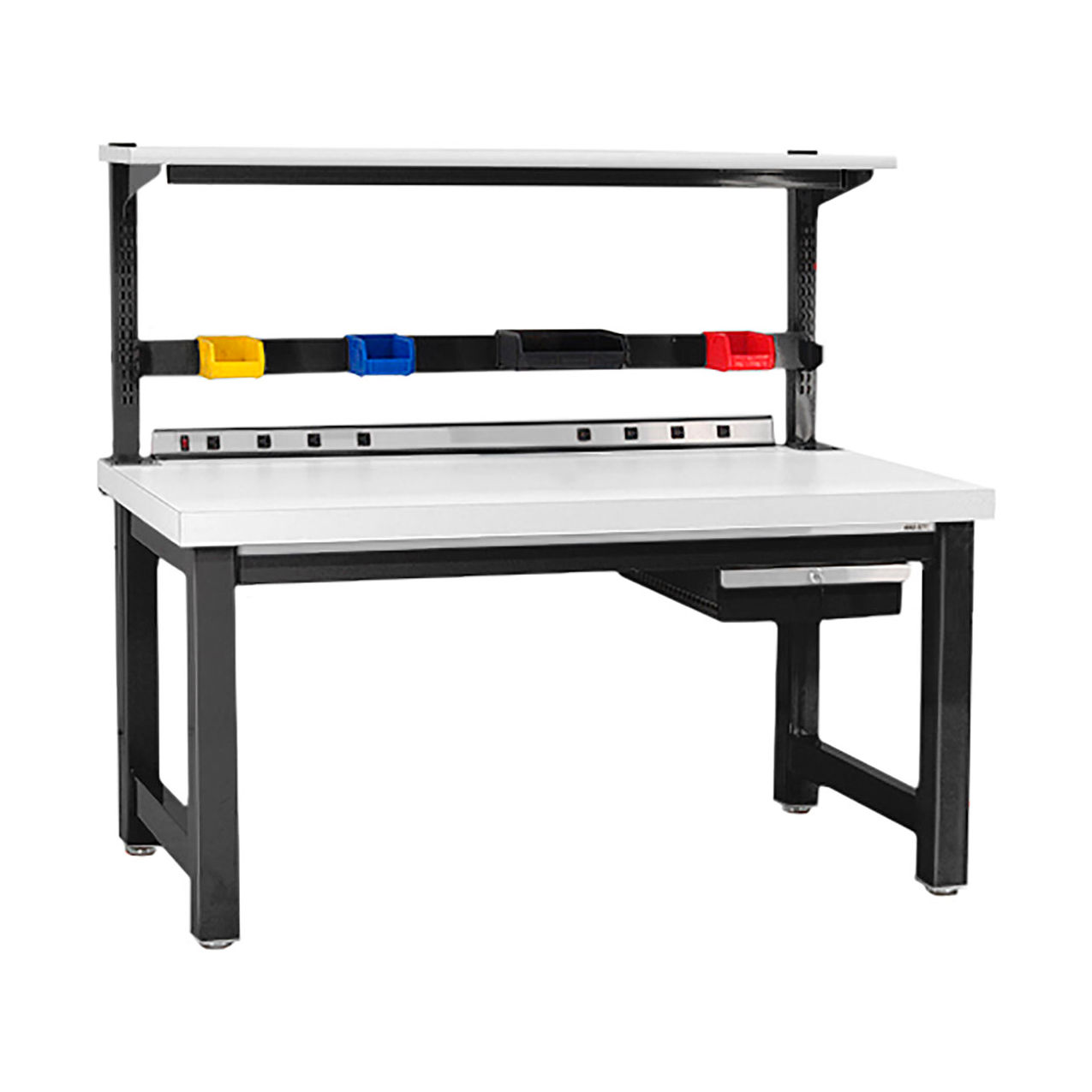 Harding Workbench with White Formica Laminate Top, 72"W x 30"D, Black