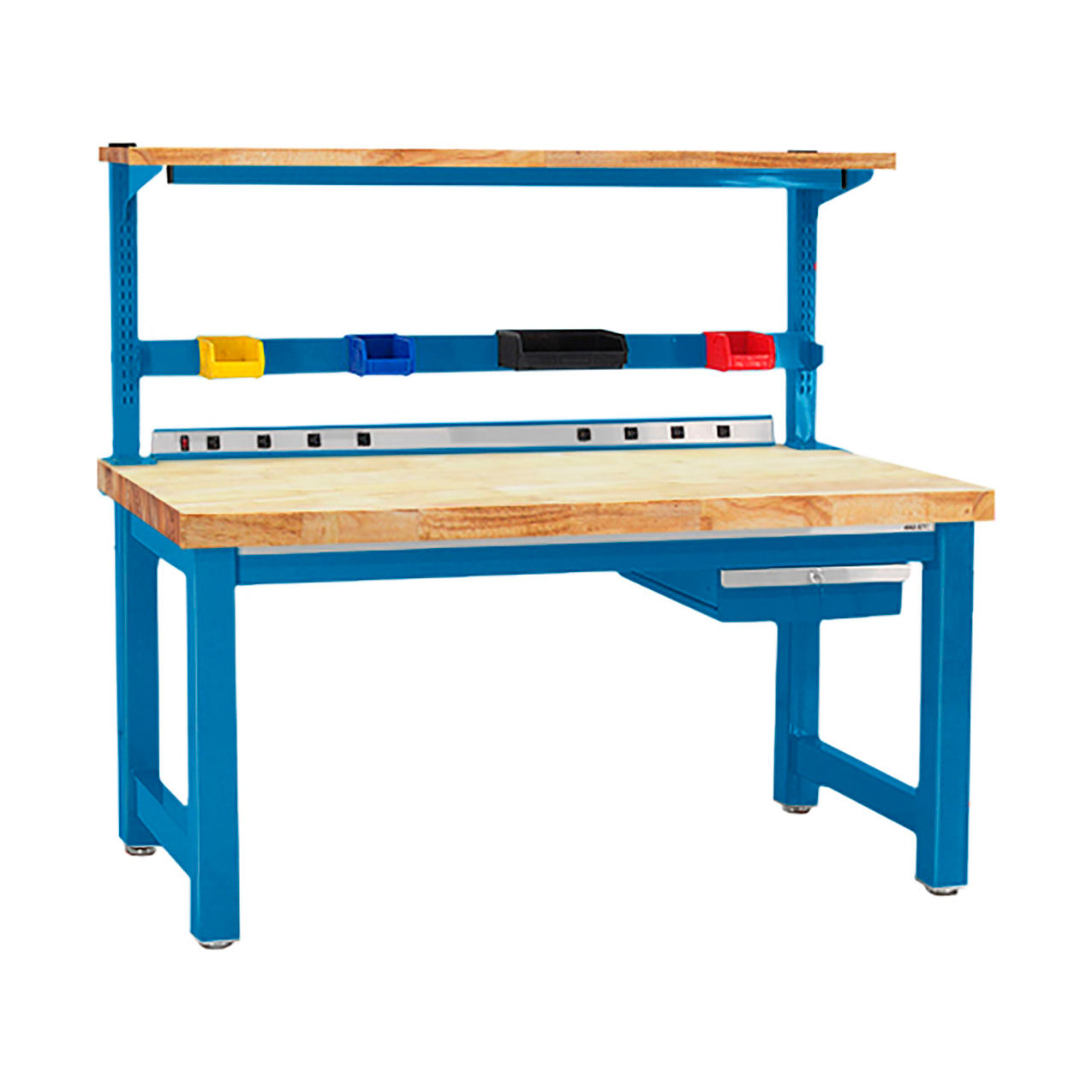 Harding Workbench with 1-3/4" Thick Oiled Maple Hardwood Top, 72"W x 30"D, Light Blue