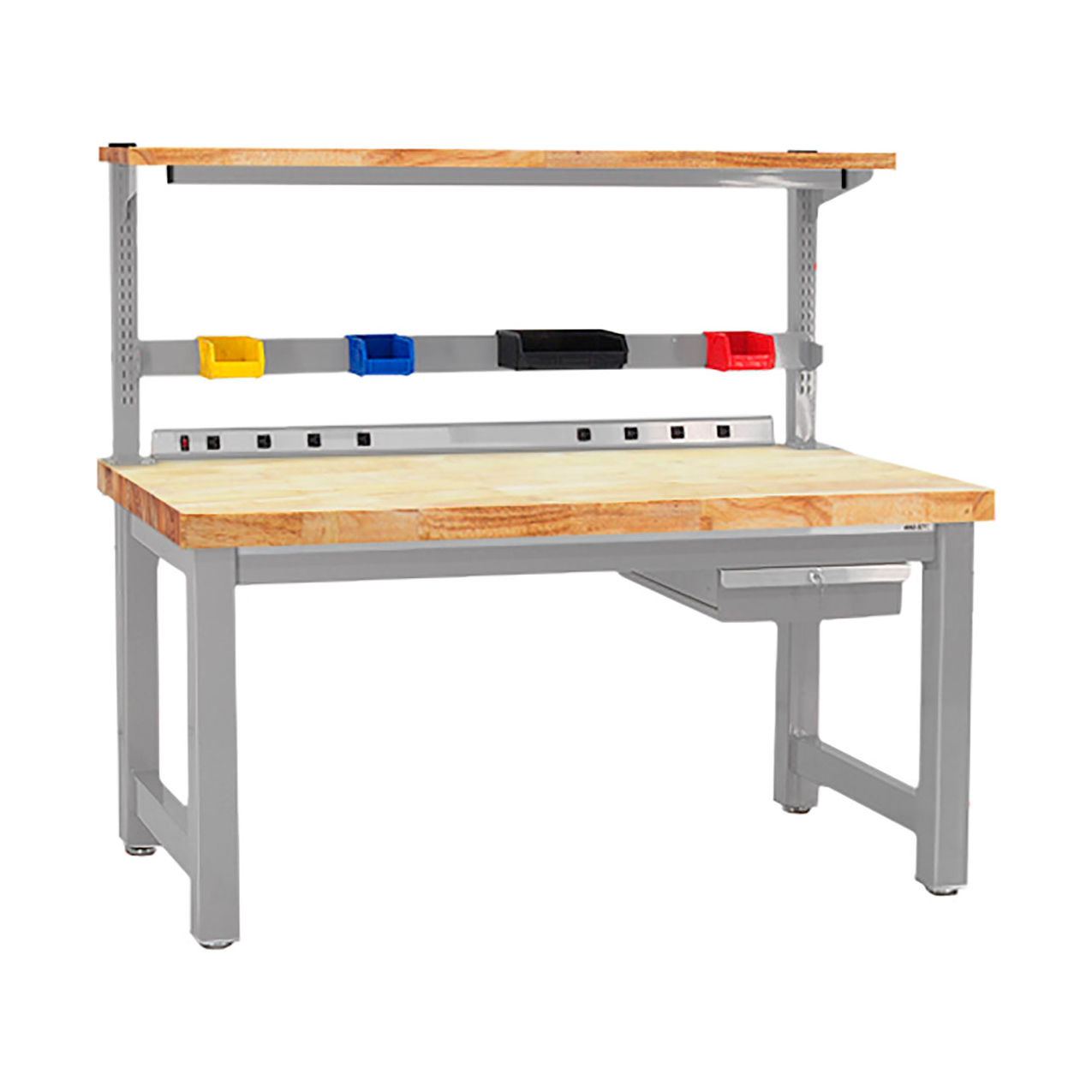 Harding Workbench with 1-3/4" Thick Oiled Maple Hardwood Top, 72"W x 30"D, Gray