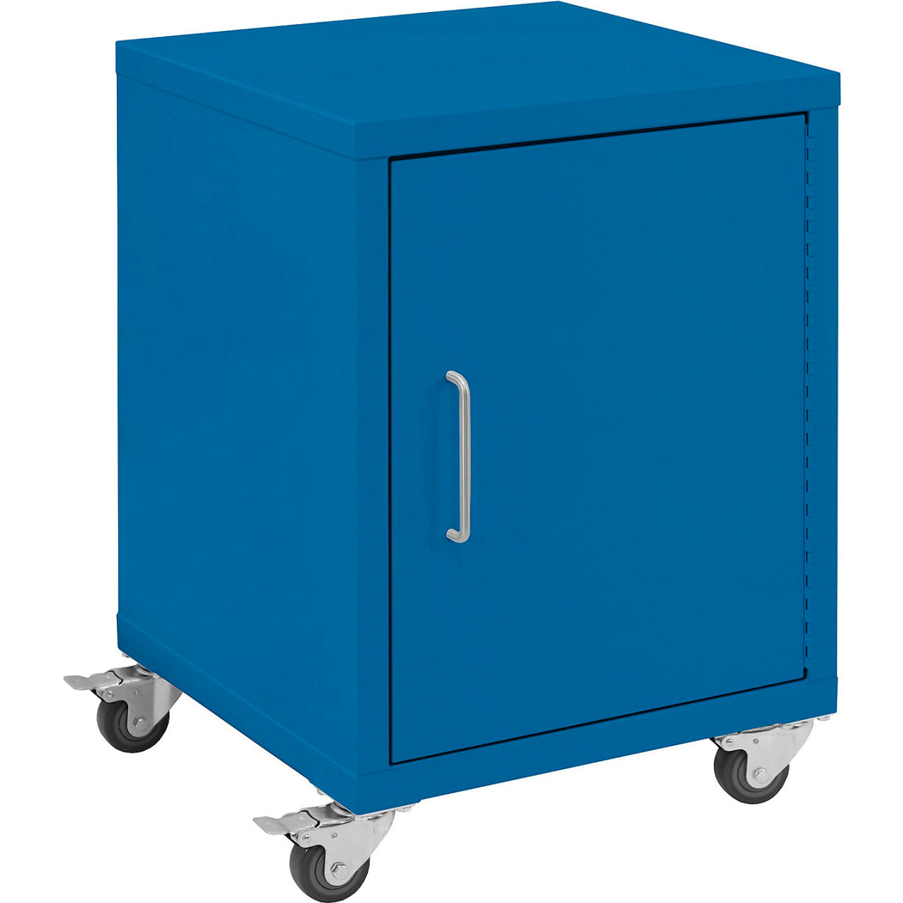 Storage Cabinets, 1 Door with Casters, Steel Top, Light Blue Frame