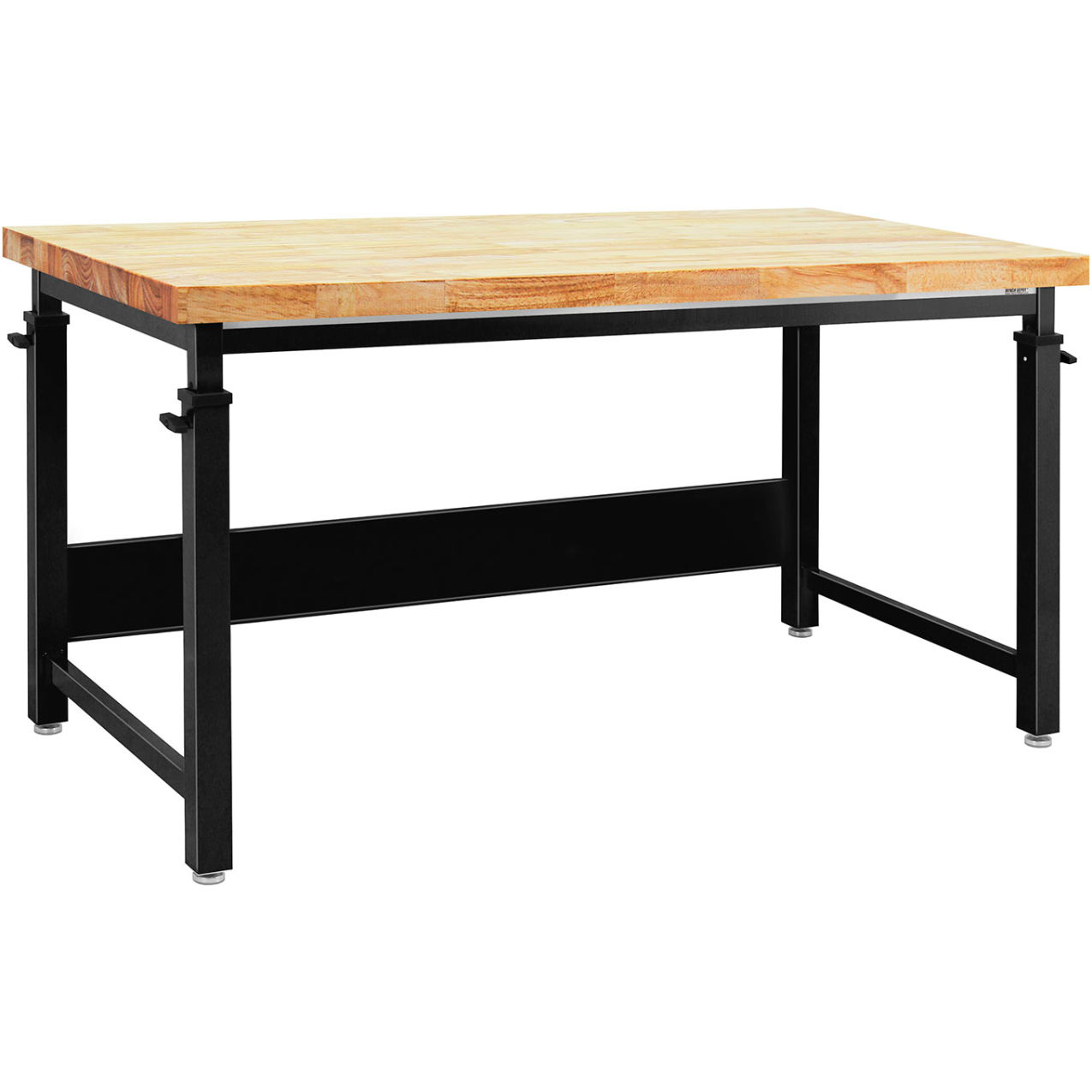 Cleveland Workbench, 96 x 24", Adj. Height, Solid Maple Oiled Butcher Block Top, Black
