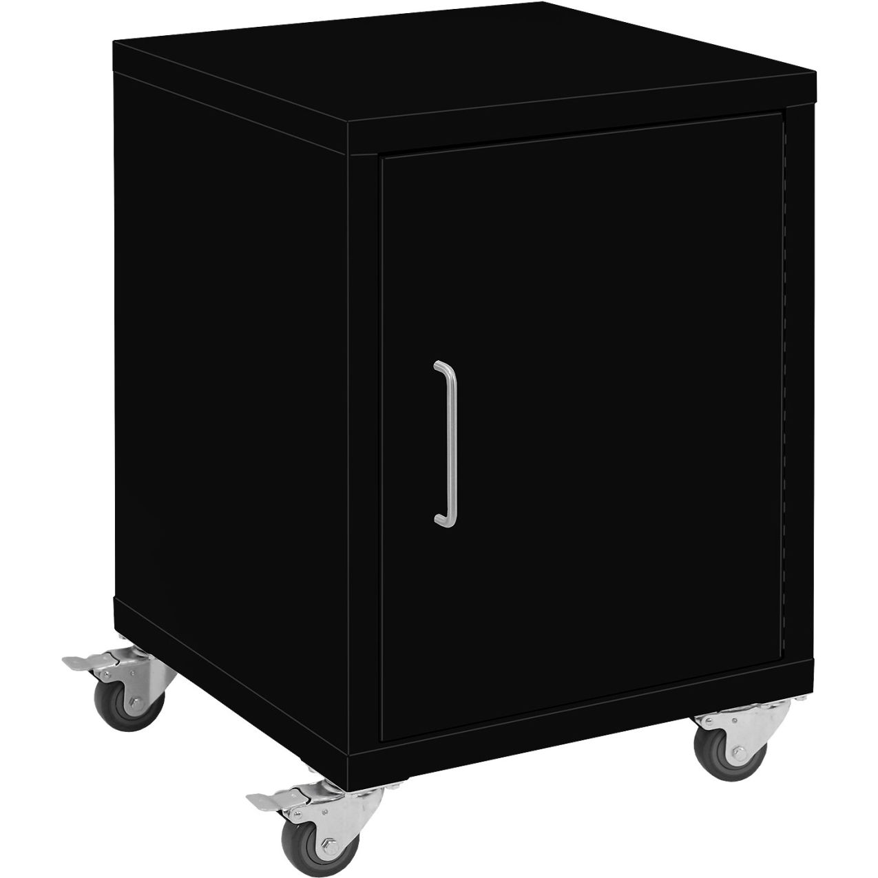 Storage Cabinets, 1 Door with Casters, Steel Top, Black Frame