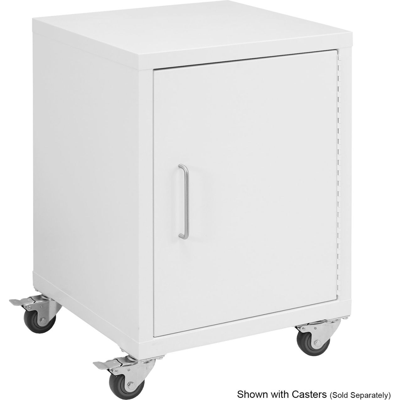 Storage Cabinets, 1 Door with Casters, Steel Top, White Frame