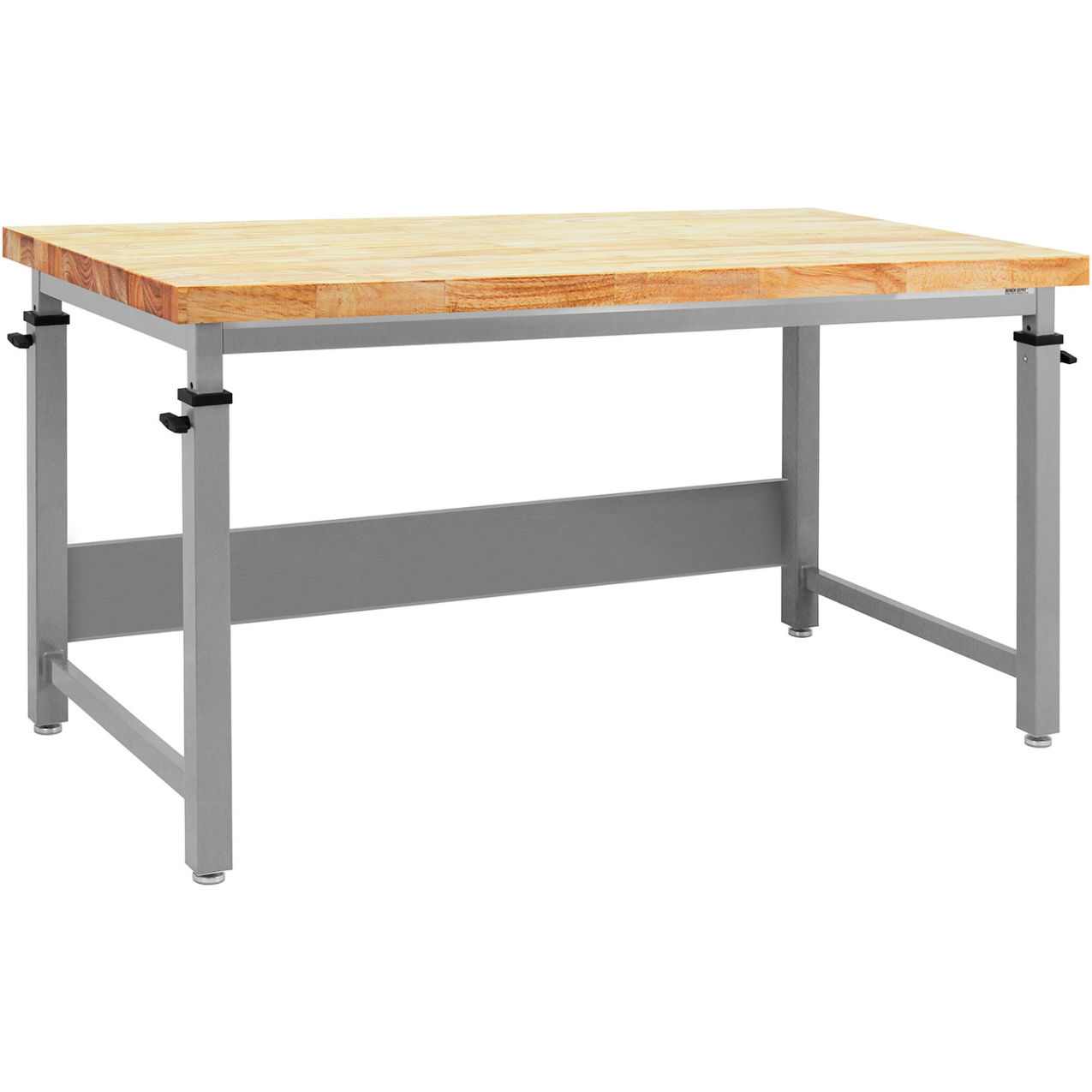 Cleveland Workbench, 96 x 36", Adj. Height, Solid Maple Oiled Butcher Block Top, Gray