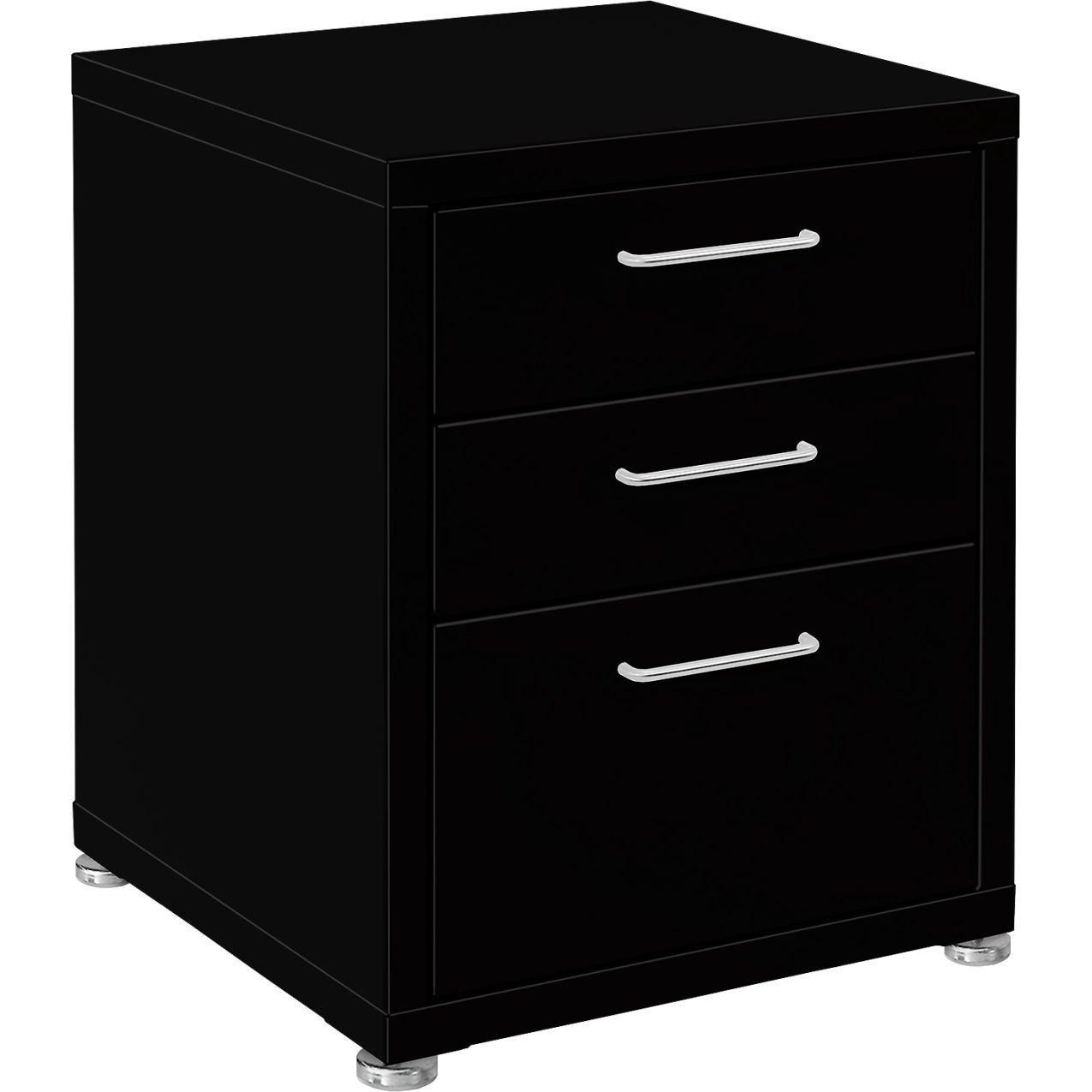 Storage Cabinets, 3 Drawers 6" x 6" x 12" with Glides, Steel Top, Black Frame