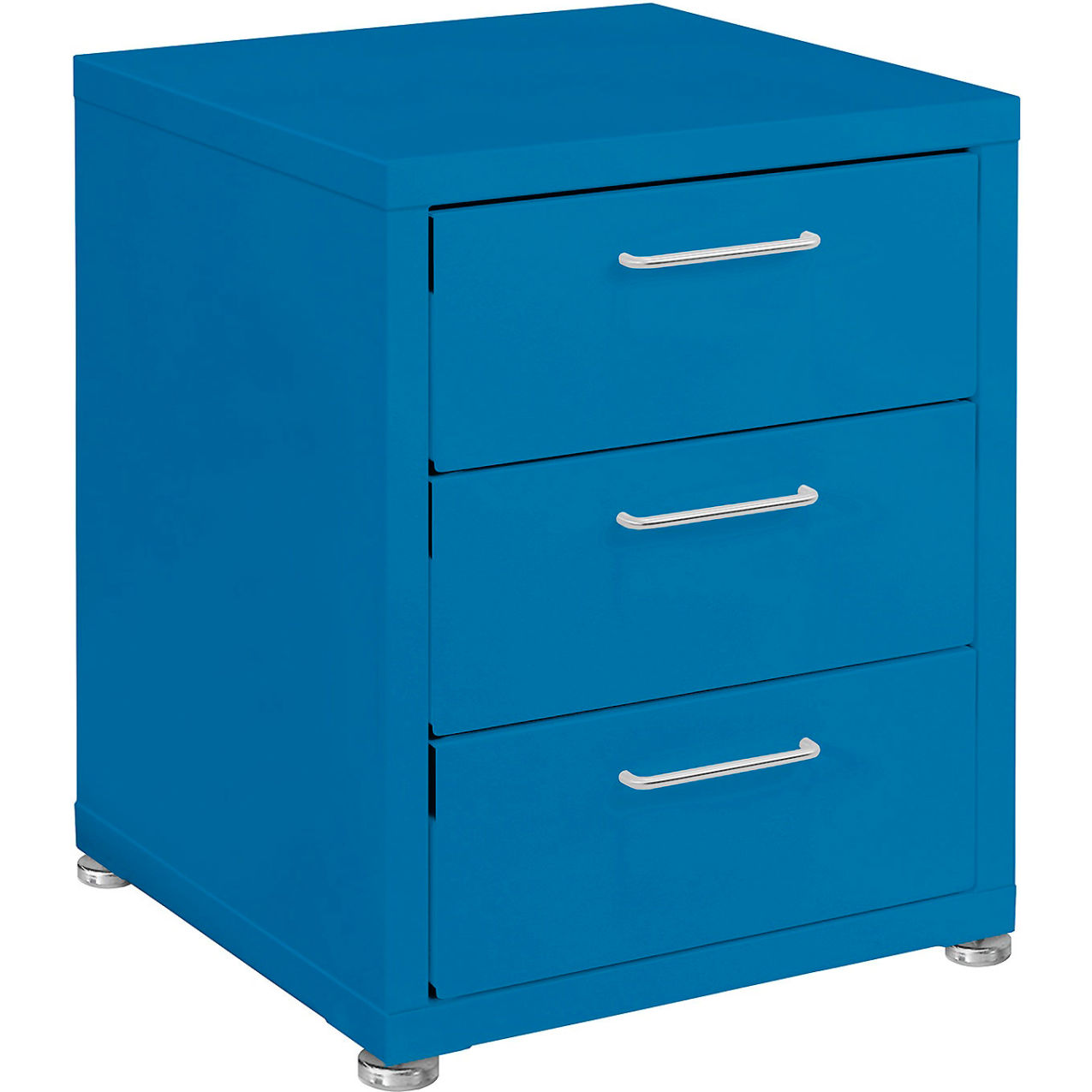 Storage Cabinets, 3 Drawers 8" High with Glides, Steel Top, Light Blue Frame