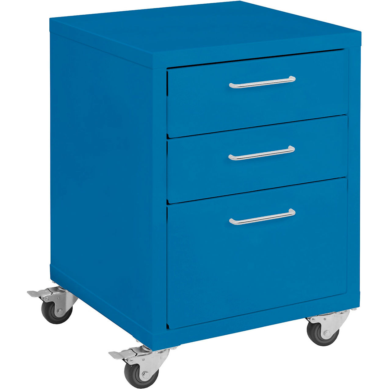 Storage Cabinets, 3 Drawers 6" x 6" x 12" with Casters, Steel Top, Light Blue Frame