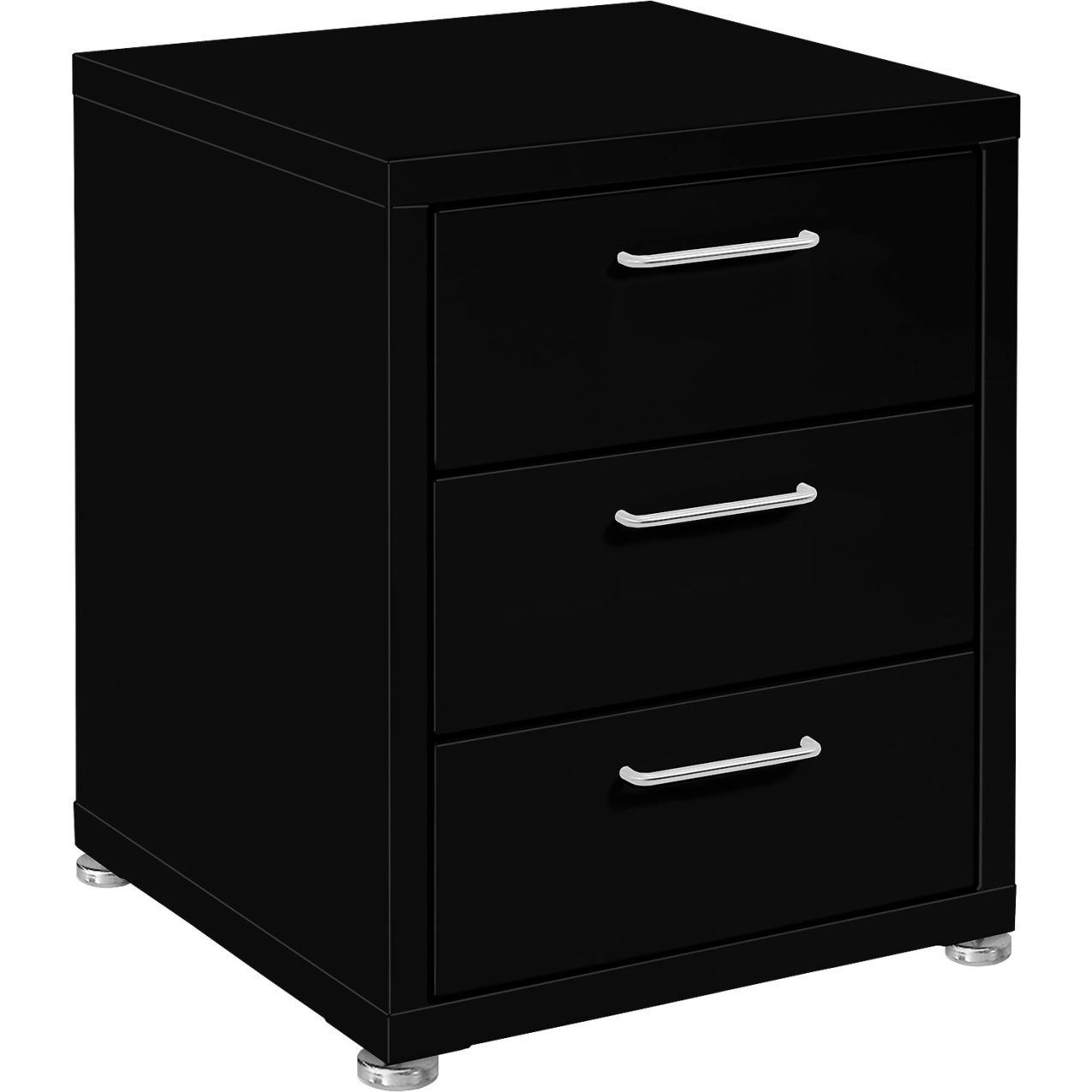 Storage Cabinets, 3 Drawers 8" High with Glides, Steel Top, Black Frame