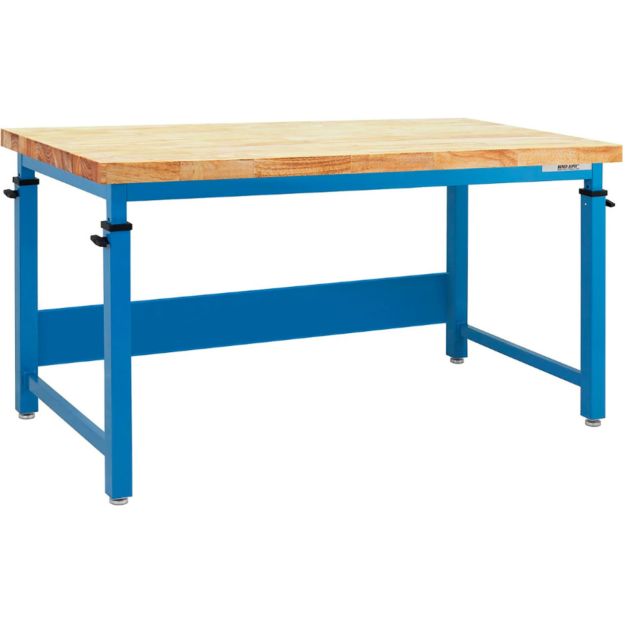Cleveland Workbench, 72 x 48", Solid Maple Oiled Butcher Block Top, Light Blue