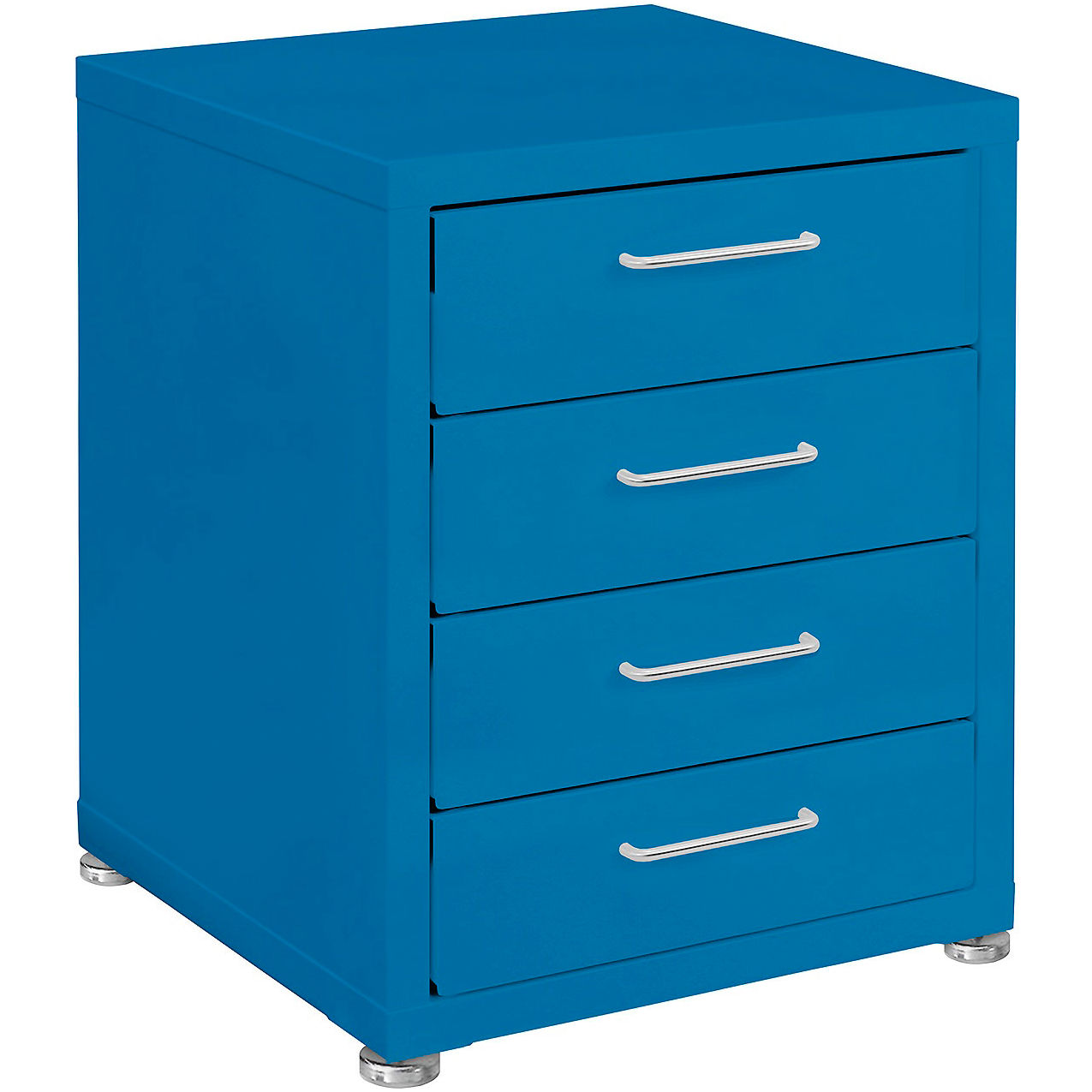 Storage Cabinets, 4 Drawers 6" High with Glides, Steel Top, Light Blue Frame
