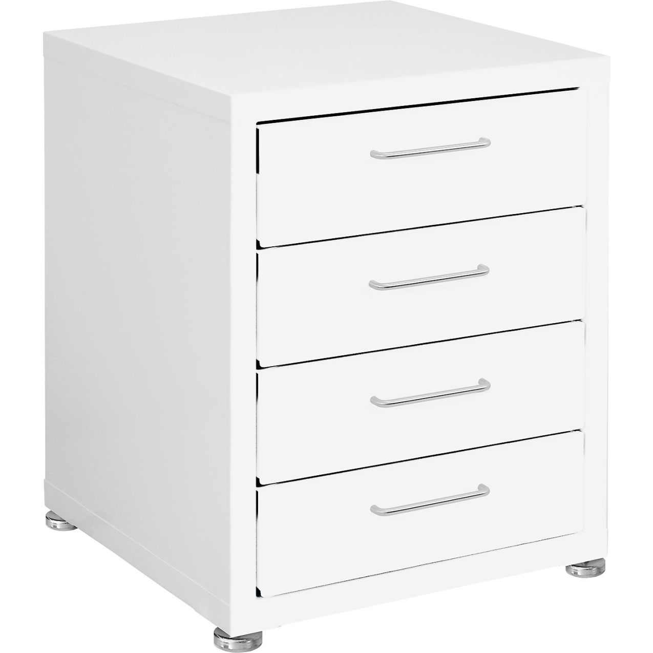 Storage Cabinets, 4 Drawers 6" High with Glides, Steel Top, White Frame